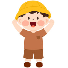 Kindergarten Boy Cheer Up Illustration