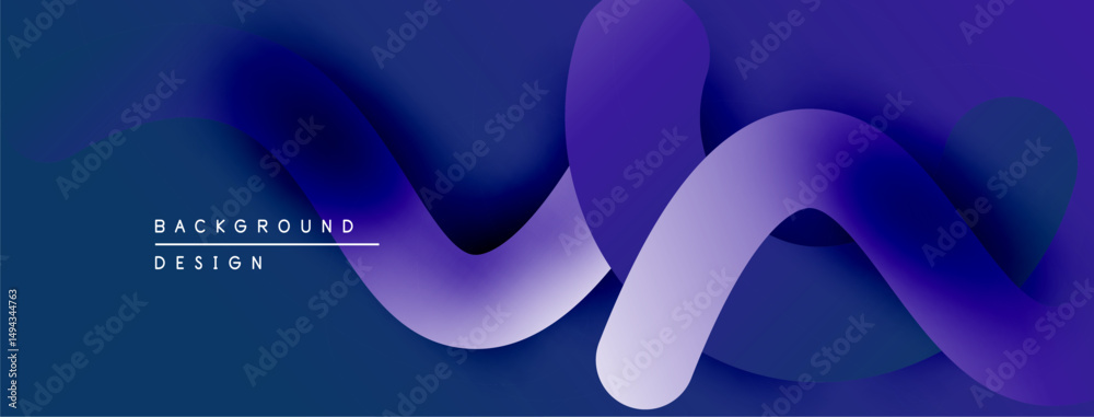 Fototapete Abstract fluid shapes, gradient colors, blue purple tones. Modern design element for backgrounds, presentations. Smooth curves create dynamic visual.