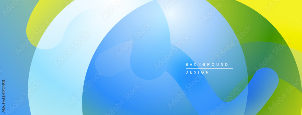 Aufkleber abstract fluid shapes blend. blue, green, yellow hues create dynamic composition. modern design elem