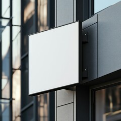 Blank rectangular storefront sign on modern building
