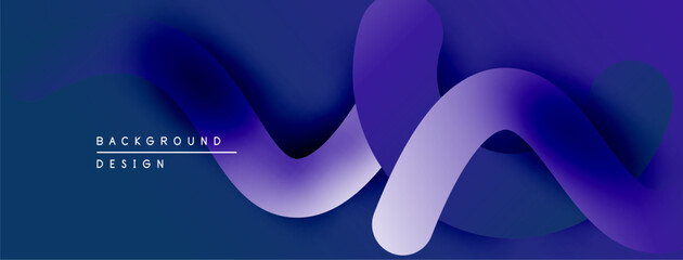 Abstract fluid shapes, gradient colors, blue purple tones. Modern design element for backgrounds, presentations. Smooth curves create dynamic visual.