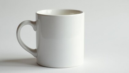 Obraz premium Classic white ceramic mug, handle detail visible , beverage, warmth