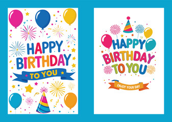 Cute And Colorful Happy Birthday Greetings Design Template
