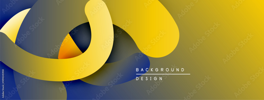 Aufkleber Abstract fluid shapes overlap, creating dynamic composition. Yellows, blues, browns blend smoothly. Modern design element.