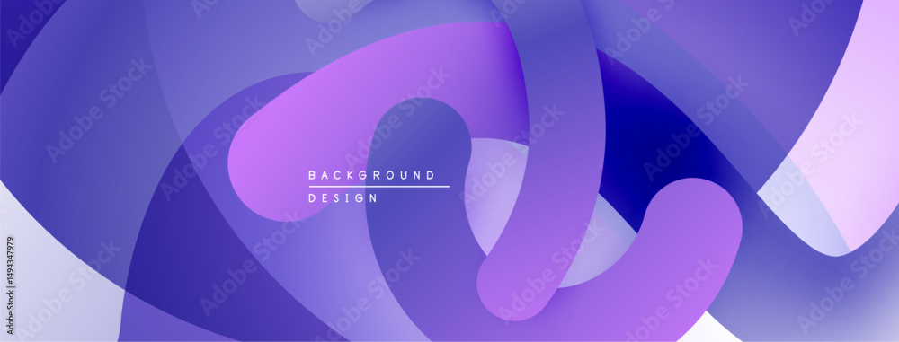 Poster Abstract fluid shapes, purple hues dominate. Smooth gradients create dynamic composition. Modern design element for backgrounds.