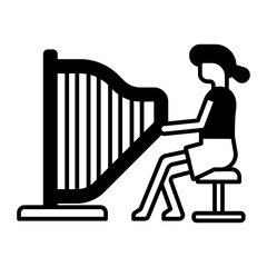 female Harpist black icon