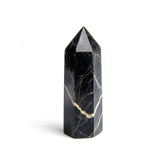 Black Marble Crystal Point with Golden Veins - Spiritual Decor and Interior Design Element