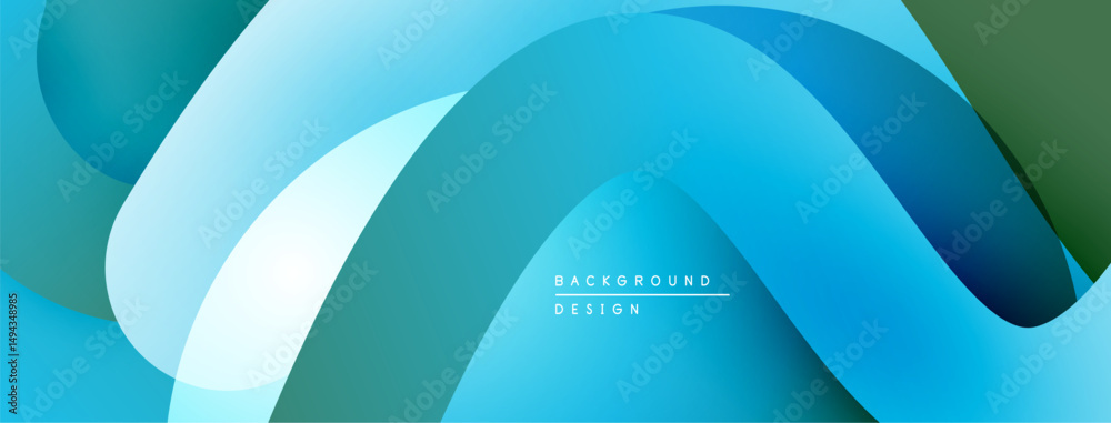 Aufkleber abstract fluid shapes, blue green hues, modern design. minimalist composition, smooth gradients, dyn