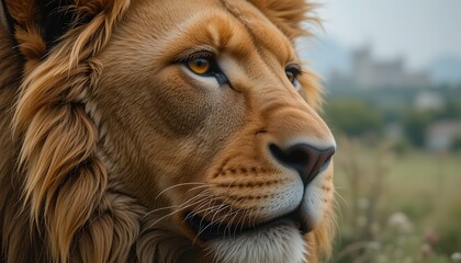 8k high detail close up face of lion