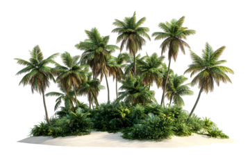 Tropical island with palm trees and vegetation