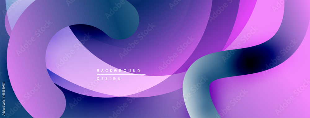 Poster abstract fluid shapes, vibrant purple hues, smooth gradients. modern design element, dynamic composi
