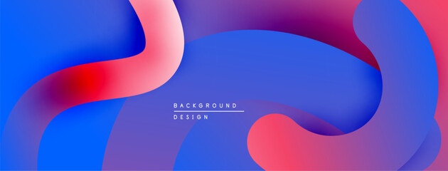 Abstract fluid shapes, vibrant colors blend. Modern design, smooth gradients create depth, visual harmony. Background suggests innovation, creativity.