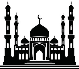 vector mosque icon illustration.Silhouette of mosque isolated simple vector art on white background