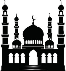 vector mosque icon illustration.Silhouette of mosque isolated simple vector art on white background