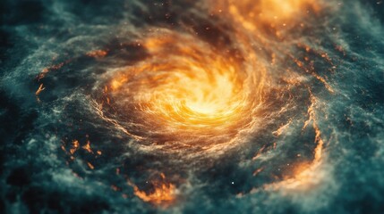 Fototapeta premium Vibrant Spiral Galaxy with Swirling Clouds of Gas and Dust