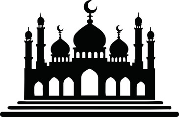 vector mosque icon illustration.Silhouette of mosque isolated simple vector art on white background