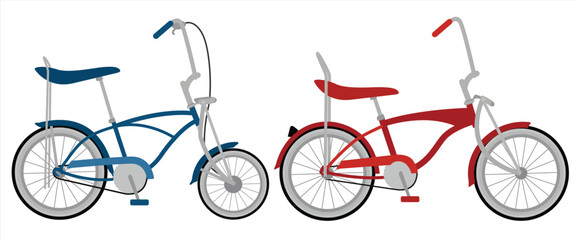 blue and red low rider bike in flat style illustration © Novrian