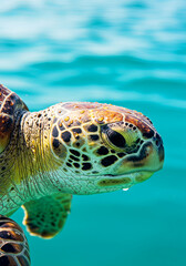 Fototapeta premium Sea Turtle Eye, Textured Skin with Sunlit Water Diamonds