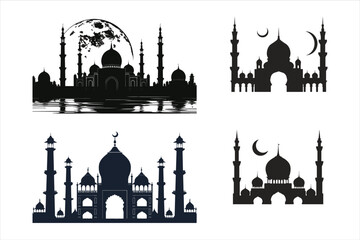 Silhouette of Mosque, mosque, architecture, minaret, india, religion, building, taj mahal, dome, agra, travel, taj, landmark, mahal, asia, kazan, monument, sky, russia, tourism, culture, marble, white