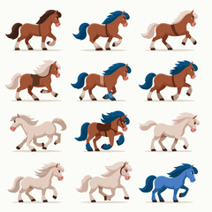 set vektor horse character for animation 