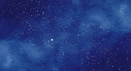 Abstract Night Sky with Stars and Deep Blue Watercolor Texture