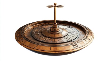 Ornate copper roulette wheel, isolated on white