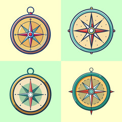 vintage compass flat illustration flat style