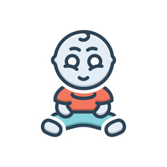 Color illustration icon for baby