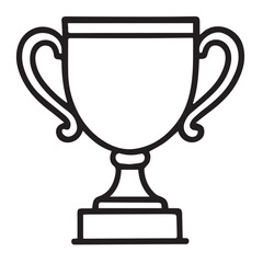 A minimalistic black and white vector shows a trophy with clean black outlines, emphasizing simplicity, elegance, and a modern design approach.

