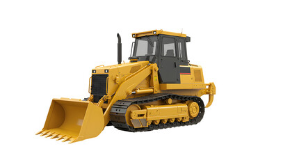 Yellow and Black Crawler Bulldozer on Transparent Background