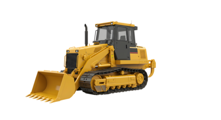 Yellow and Black Crawler Bulldozer on Transparent Background