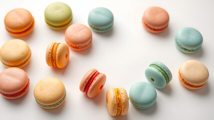 Obraz premium colorful macaroons circular permutation on white