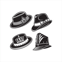 Fedora Hat Silhouette Clipart Set
