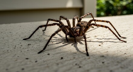 Close-up of a Large Huntsman Spider on a Wall