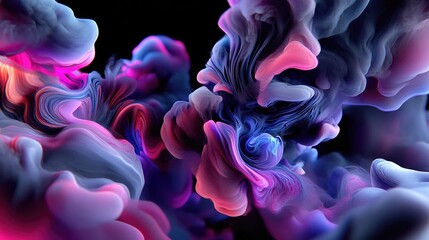 Fototapeta premium Intricate abstract shapes of swirling ink in vibrant hues.