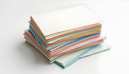 Stack of Colorful Paper Sheets on White Surface
