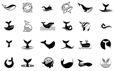 whale icon set vector. editable