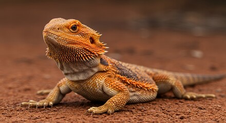 Obraz premium Majestic Bearded Dragon on Red Soil