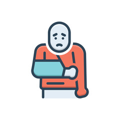 Color illustration icon for bone fracture