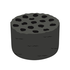 Single Charcoal Block Illustration Isolated on White Background