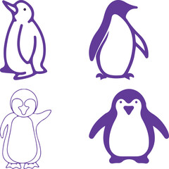 Fototapeta premium set of penguins on white background