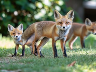 Fototapeta premium Smart Wild Dog Adults Guiding Their Pups To Hunt