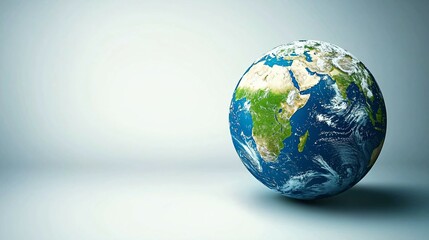 Fototapeta premium Recycling Symbol Merges with Earth Globe,simple background with copy space