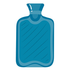 Blue Hot Water Bottle Illustration Isolated on White Background
