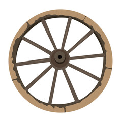 Wooden Wagon Wheel Illustration Isolated on White Background