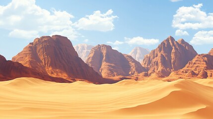 Naklejka premium Majestic desert landscape with towering rock formations under blue sky