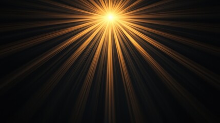 Obraz premium Radiant Sunburst with Golden Rays Illuminating a Dark Background in Striking Visual Contrast