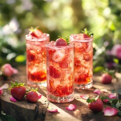 Strawberry Rose Lemonade at Elegant Garden Tea Gathering