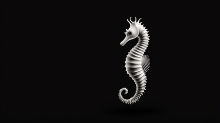 Silhouette of a seahorse against black background.  Elegant, detailed