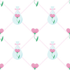 flower in glass bottle seamless pattern 